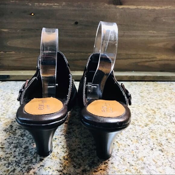 Clarks Brown Heeled Mule Loafers - Picture 4 of 8